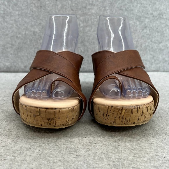 ROSY Platform Wedge Heel-Toe Wrap-Sandal - Brown -Women Size 8 *NEW - Picture 3 of 11